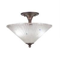 Semi-Flush With 2 Bulbs Shown In Bronze Finish With 16 Frosted Crystal Glass