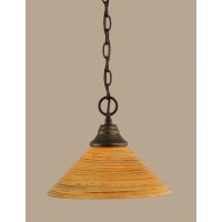 Chain Hung Pendant Shown In Bronze Finish With 12 Firre Saturn Glass