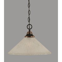 Chain Hung Pendant Shown In Black Copper Finish With 16 Frosted Crystal Glass