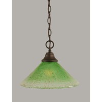 Chain Hung Pendant Shown In Bronze Finish With 12 Kiwi Green Crystal Glass