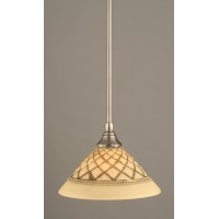 Stem Mini Pendant With Hang Straight Swivel Shown In Brushed Nickel Finish With 10 Chocolate Icing Glass