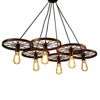 Warehouse Of Tiffany Ld4089-6 Nathaniel 6-Light Black 41-Inch Edison Chandelier With Bulbs, Bronze