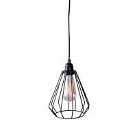 Warehouse Of Tiffany Ld4377 Antonia 1-Light Black Adjustable Cord 7-Inch Edison Pendant Lamp With Bulb, 7