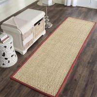 Safavieh Natural Fiber Collection 26 X 10 Red Nf114D Border Basketweave Seagrass Runner Rug