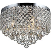 Whse Of Tiffany X6611/3 Trey 3-Light Chrome 16 Inch Crystal Flush Mount