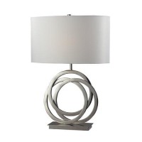 Dimond D2058 18-Inch Width By 25-Inch Height Trinity Table Lamp In Polished Nickel With Pure White Faux Silk Shade And Pure White Fabric Liner