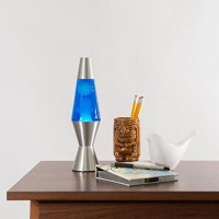 Lava Lite 1953 Silver Base Lamp With White Wax In Blue Liquid, 11.5