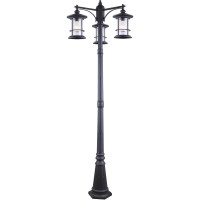 Canarm Iol156Bk Treehouse 3-Light Outdoor Post-Light, Black