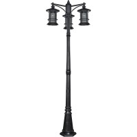 Canarm Iol156Bk Treehouse 3-Light Outdoor Post-Light, Black