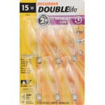 Sylvania Double Life Incandescent Light Bulb, B10, 15W, Candelabra Base, 65 Lumens, 3000K, Clear, Soft White - 6 Pack (15318)