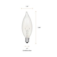 Sylvania Double Life Incandescent Light Bulb, B10, 15W, Candelabra Base, 65 Lumens, 3000K, Clear, Soft White - 6 Pack (15318)