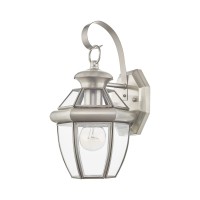 Livex Lighting 2051-91 Monterey 1 Light Outdoor Brushed Nickel Finish Solid Brass Wall Lantern With Clear Beveled Glass