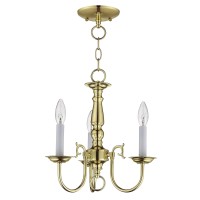 Livex Lighting 5013-02 Williamsburg 3 Light Polished Brass Hanging Lantern / Flush Mount Mini Chandelier.