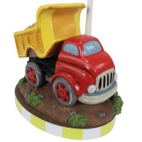 Fantasy Fields Kids Small Table Lamp Truck Lamp Car Lamp For Boys Room With Construction Truck Base Helicopter Printed Shade