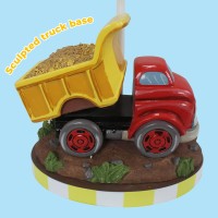 Fantasy Fields Kids Small Table Lamp Truck Lamp Car Lamp For Boys Room With Construction Truck Base Helicopter Printed Shade