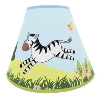 Fantasy Fields - Sunny Safari Animals Thematic Kids Table Lamp, For Girls & Boys Rooms With Printed Zebra Lampshade & Sculpted Monkey, Giraffe, & Tiger Base, Jungle Lamp For Nurseries & Baby Rooms