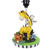 Fantasy Fields - Sunny Safari Animals Thematic Kids Table Lamp, For Girls & Boys Rooms With Printed Zebra Lampshade & Sculpted Monkey, Giraffe, & Tiger Base, Jungle Lamp For Nurseries & Baby Rooms