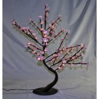 Hi-Line Gift Ltd Floral Lights Lighted Pink Bonsai Tree With 128 Bulbs, 30-Inch