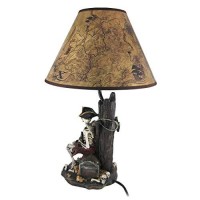 21 Inch Pirate Skeleton Caribbean Table Lamp With Treasure Map Shade Nautical Desk Light Beach Home Decor