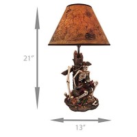 21 Inch Pirate Skeleton Caribbean Table Lamp With Treasure Map Shade Nautical Desk Light Beach Home Decor