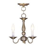 Livex Lighting 5009-01 Williamsburg 3-Light Convertible Hanging Lantern/Ceiling Mount, Antique Brass