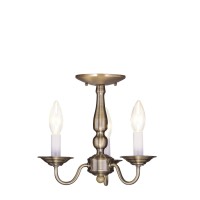 Livex Lighting 5009-01 Williamsburg 3-Light Convertible Hanging Lantern/Ceiling Mount, Antique Brass