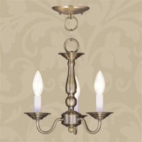 Livex Lighting 5009-01 Williamsburg 3-Light Convertible Hanging Lantern/Ceiling Mount, Antique Brass