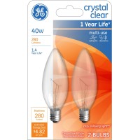 Ge Lighting 12165 Light Ge2Pk40W Clr Blunt Bulb, Incandescent Bulbs, Warm White, 2 Count (Pack Of 1), Clear