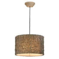 This pendant chandelier with its knotted rattan shade is the perfect way to light up a contemporary room By Carolyn Kinder and Uttermost