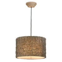 This pendant chandelier with its knotted rattan shade is the perfect way to light up a contemporary room By Carolyn Kinder and Uttermost