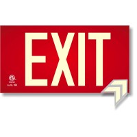 Photoluminescent Exit Sign Red - Aluminum - Ul 924 Code Approved/Ibc/Nfpa 101 | Nightbright Usa Part Number Ulr-050