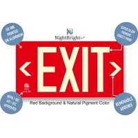 Photoluminescent Exit Sign Red - Aluminum - Ul 924 Code Approved/Ibc/Nfpa 101 | Nightbright Usa Part Number Ulr-050