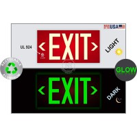 Photoluminescent Exit Sign Red - Aluminum - Ul 924 Code Approved/Ibc/Nfpa 101 | Nightbright Usa Part Number Ulr-050