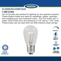 Novelty Lights 25 Pack S14 Outdoor Patio Edison Replacement Bulbs, E26 Medium Base, Multi, 11 Watt