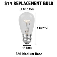 Novelty Lights 25 Pack S14 Outdoor Patio Edison Replacement Bulbs, E26 Medium Base, Multi, 11 Watt