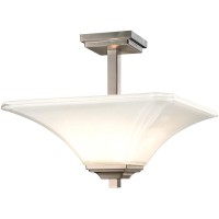 Minka Lavery Semi Flush Mount Ceiling Light 1816-84, Agilis Square Glass Lighting Fixture, 2 Light, 200 Watts, Nickel