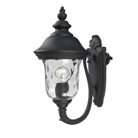 Z-Lite 533S-Bk Armstrong Outdoor Wall Light, Aluminum Frame, Black Finish And Clear Water Glass Shade Of Glass Material