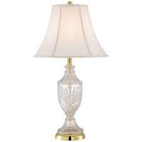 Regency Hill Traditional Glam Style Table Lamp 265 High Cut Glass Urn Brass Gold Metal Clear White Cream Bell Glass Shade Decor For Living Room Bedroom House Bedside Nightstand Home