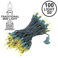 Novelty Lights 100 Light Yellow Christmas Mini String Light Set Green Wire Indooroutdoor Ul Listed 50 Long