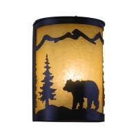 Vaxcel Bozeman 1 Light Bronze Rustic Bear Tree Indoor Outdoor Flush Wall Sconce