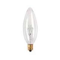 Bulbrite 400125 - 50Pk - 25W - Torpedo B8 - Candelabra Base - 130V - 2600K - 2,500Hrs - Clear - Incandescent Chandelier