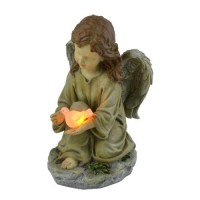 Moonrays Solar Led Fairy Garden Decor In Angel With Glowing Dove Design