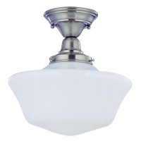 Design Classics 12-Inch Satin Nickel Schoolhouse Semi-Flushmount Ceiling Light