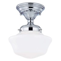 8Inch Chrome Schoolhouse Semiflushmount Ceiling Light