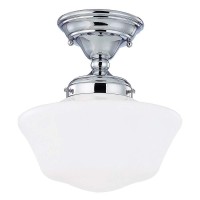 10Inch Chrome Schoolhouse Semiflushmount Ceiling Light