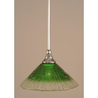 Stem Mini Pendant With Hang Straight Swivel Shown In Chrome Finish With 10 Kiwi Green Crystal Glass