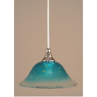 Stem Mini Pendant With Hang Straight Swivel Shown In Chrome Finish With 10 Teal Crystal Glass