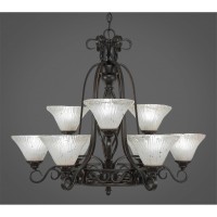 Elegant 9 Light Chandelier Shown In Dark Granite Finish With 7