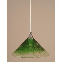 Stem Mini Pendant With Hang Straight Swivel Shown In Chrome Finish With 12 Kiwi Green Crystal Glass