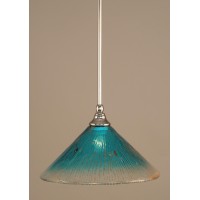 Stem Mini Pendant With Hang Straight Swivel Shown In Chrome Finish With 12 Teal Crystal Glass